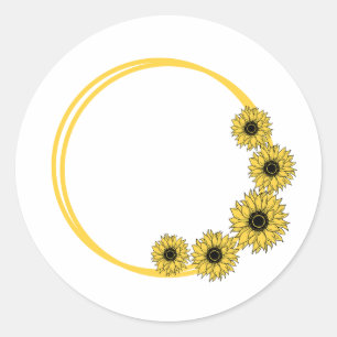 Sunflower Circle Frame Artwork Classic Round Sticker