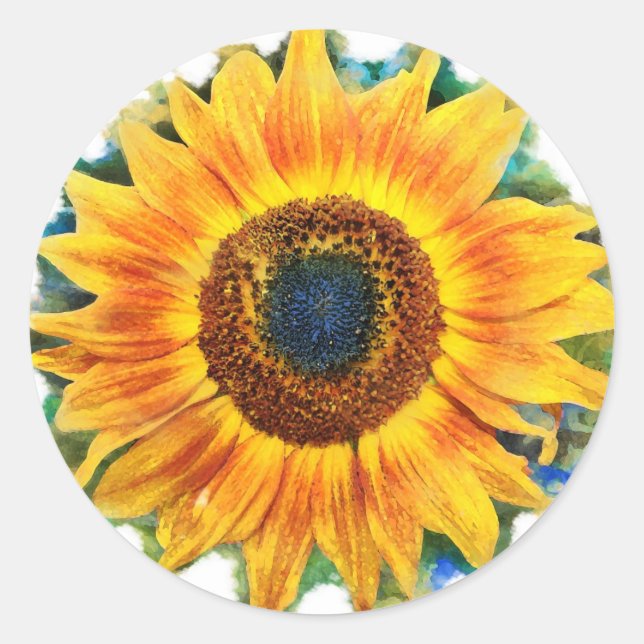 Sunflower Classic Round Sticker (Front)