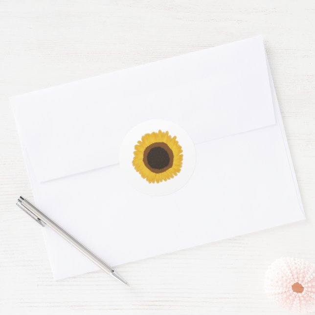 Sunflower Classic Round Sticker (Envelope)
