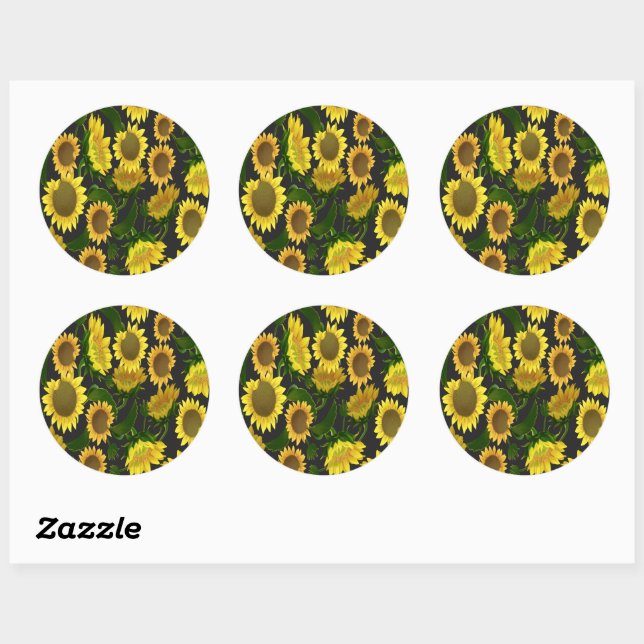 Sunflower Classic Round Sticker (Sheet)