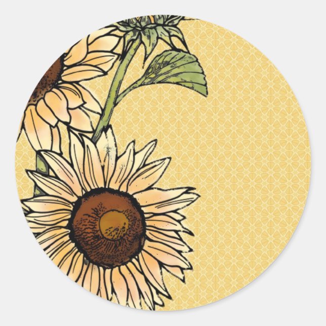 Sunflower Classic Round Sticker (Front)