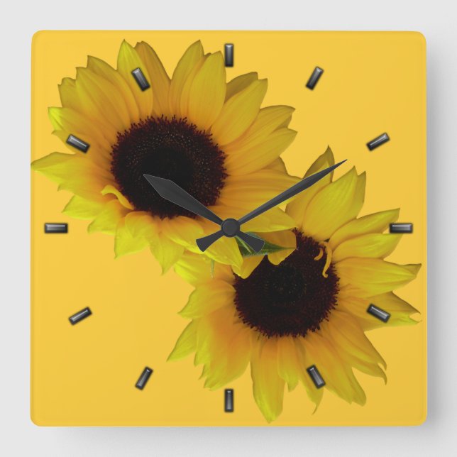 Sunflower Clock Yellow Sunflower Wall Clocks (Front)