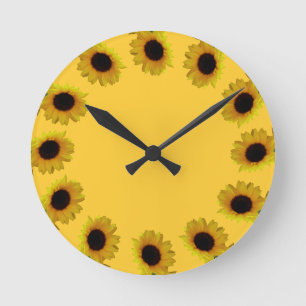 Sunflower Clock Yellow Sunflower Wall Clocks