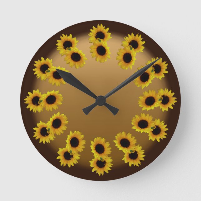 Sunflower Clock Yellow Sunflower Wall Clocks (Front)