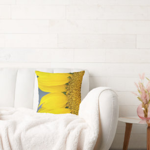 Sunflower Close Up Photograph Cushion