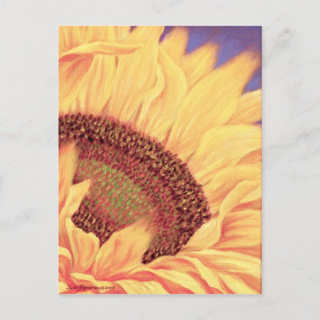 Sunflower Close Up Yellow Painting Flower Art Postcard (Front)
