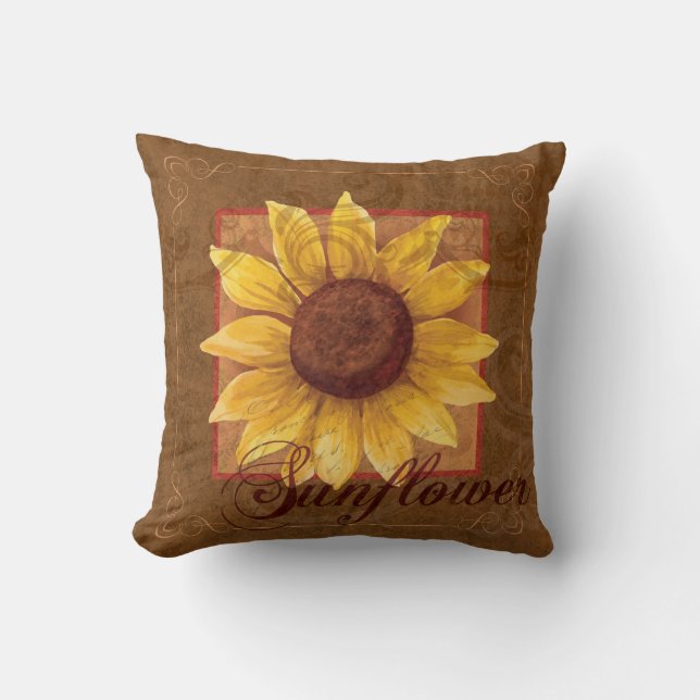 Sunflower Collage Floral Decor Pillow (Front)