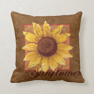 Sunflower Collage Floral Decor Pillow