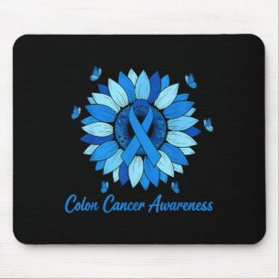 Sunflower colon cancer awareness month blue ribbon mouse pad
