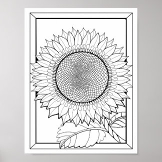 Sunflower Colouring Page Art Poster