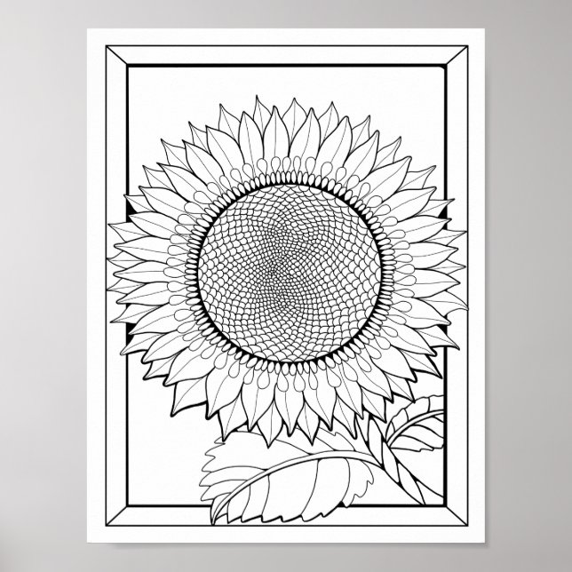 Sunflower Colouring Page Art Poster (Front)