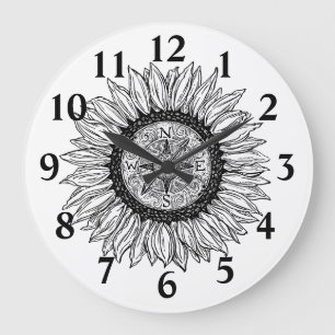 Sunflower Compass Large Clock