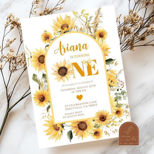 Sunflower Coquette First Birthday Invitation (Creator Uploaded)