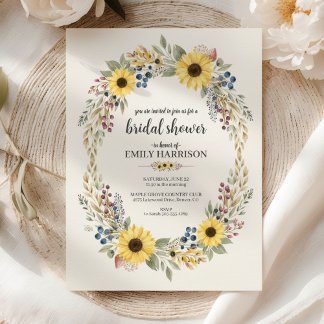 Sunflower Corner Bridal Shower Invite Rustic Style