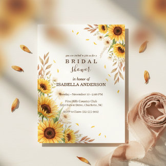 Sunflower Corner Bridal Shower Rustic Style Invitation