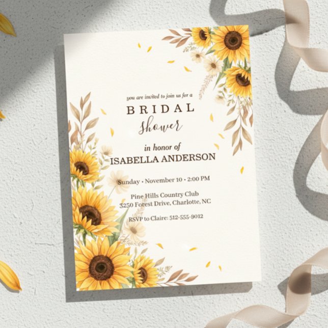 Sunflower Corner Bridal Shower Rustic Style Invitation (rustic farmhouse invitation design)
