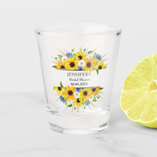 Sunflower Cornflower Watercolor Bridal Shower Shot Glass