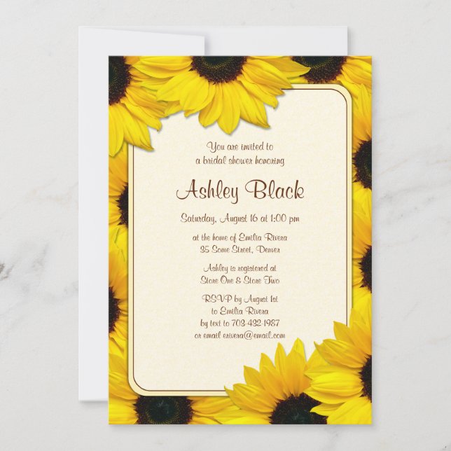 Sunflower Country Bridal Shower Invitation (Front)