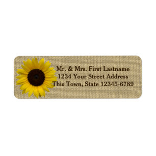 Sunflower Country Burlap Return Address Label