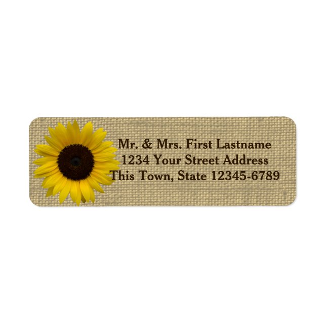 Sunflower Country Burlap Return Address Label (Front)