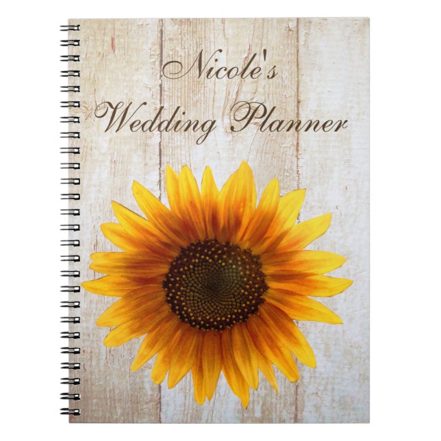 Sunflower Country Custom Wedding Planner Notebook (Front)