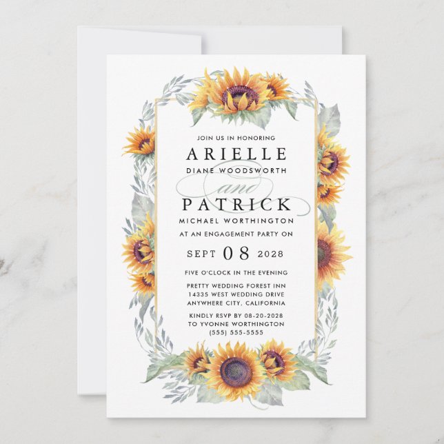 Sunflower Country Engagement Party Invitations (Front)