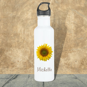 Sunflower Country Floral Cute Script 710 Ml Water Bottle
