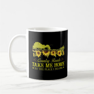 Sunflower Country Roads Take Me Home Farmer  Coffee Mug