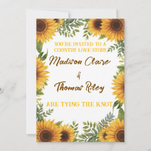 Sunflower Country Wedding Invitation & Details Car