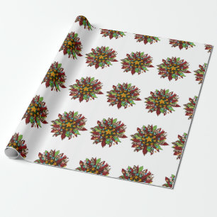 Sunflower country wester christmas tree star wrapping paper