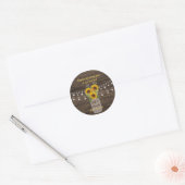 Sunflower Country Wood Mason Jar Wedding Classic Round Sticker (Envelope)