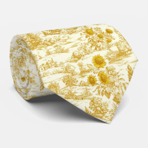 Sunflower Countryside Vintage Yellow Toile (2) Tie
