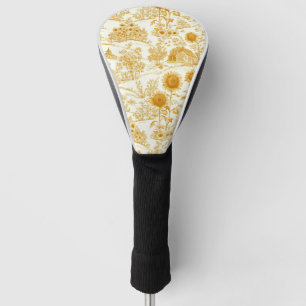 Sunflower Countryside Vintage Yellow Toile Golf Head Cover