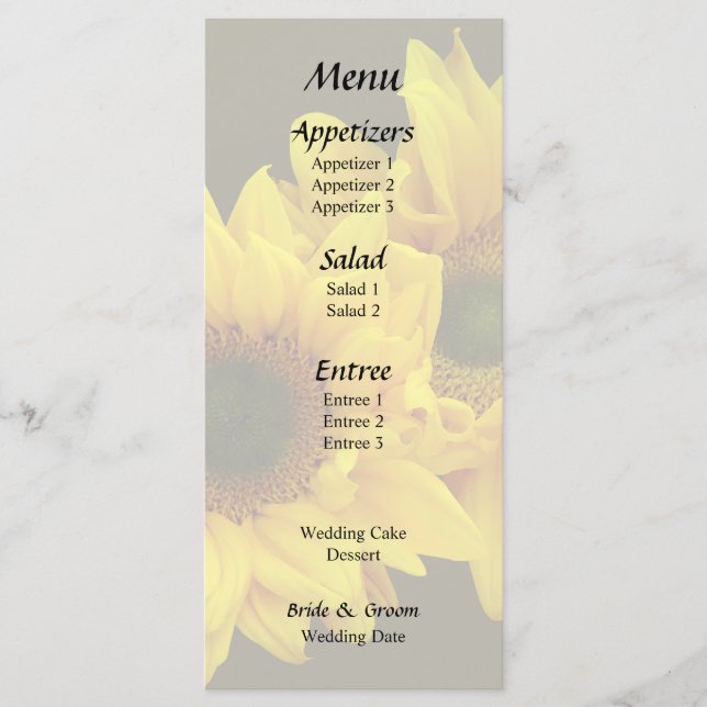 Sunflower Couple Arm in Arm Menu (Front)