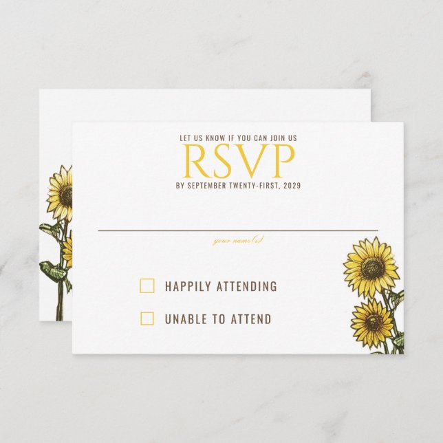 Sunflower Couple RSVP Card (Front/Back)