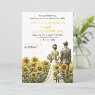 Sunflower Couple Wedding Invitation