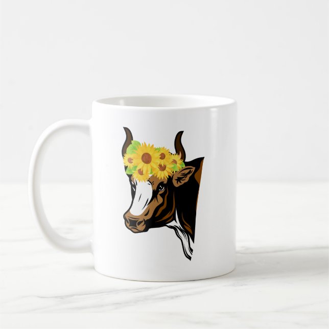Sunflower Cow Coffee Mug (Left)