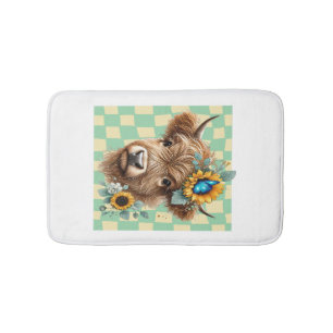 Sunflower Cow Png, Cute Highland Cow Bath Mat