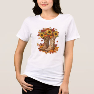 Sunflower Cowboy Boots Fall T-Shirt Tri-Blend Shirt