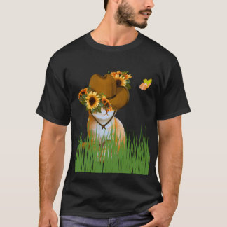 Sunflower Cowboy Cat in the Meadow T-ShirtT-Shirt T-Shirt