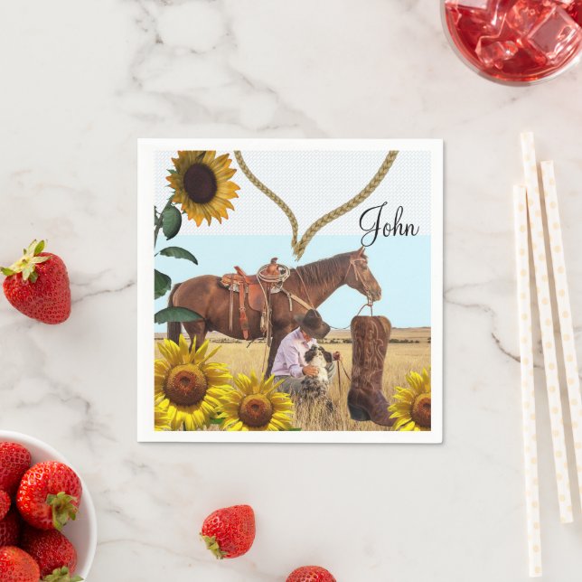 Sunflower Cowboy Horse Paper Napkins (Insitu)