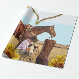Sunflower Cowboy Matte Wrapping Paper