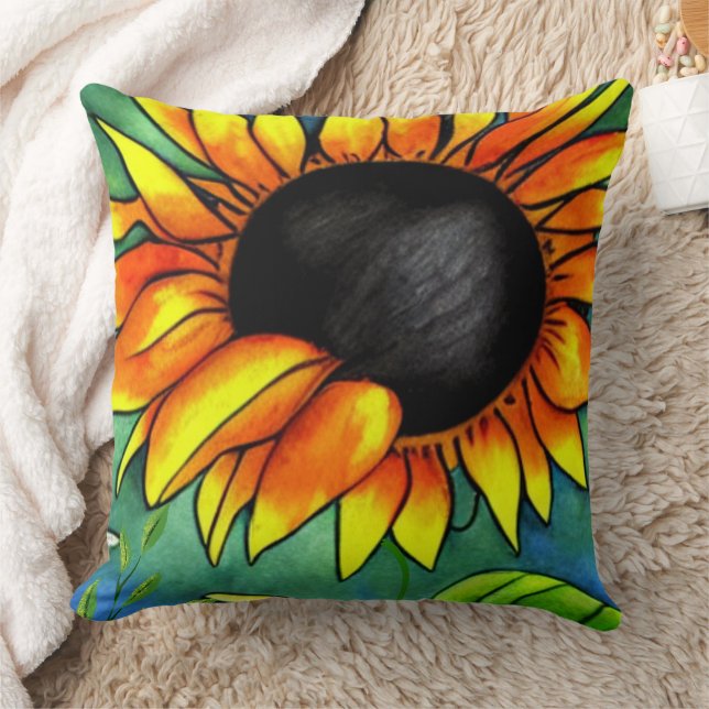 Sunflower Crayola Artistic Elegant Stylish Hipster Cushion (Blanket)