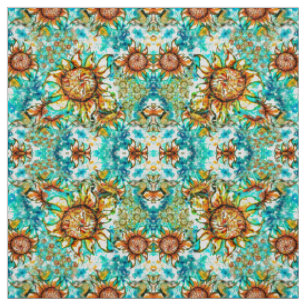 Sunflower Craze colourful summery pattern for you Fabric