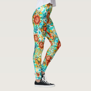 Sunflower Craze colourful summery pattern Leggings