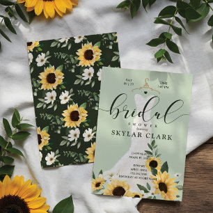 Sunflower Cream Wedding Dress Bridal Shower Invitation