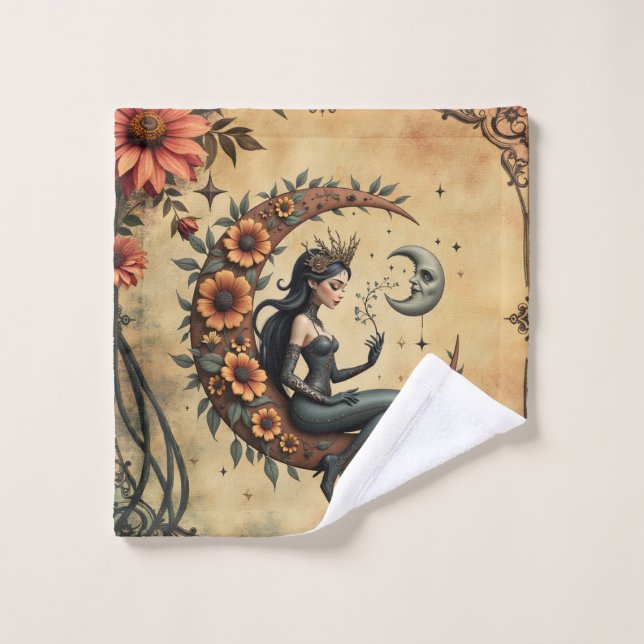 Sunflower Crescent Queen  Bath Towel Set (Wash Cloth)