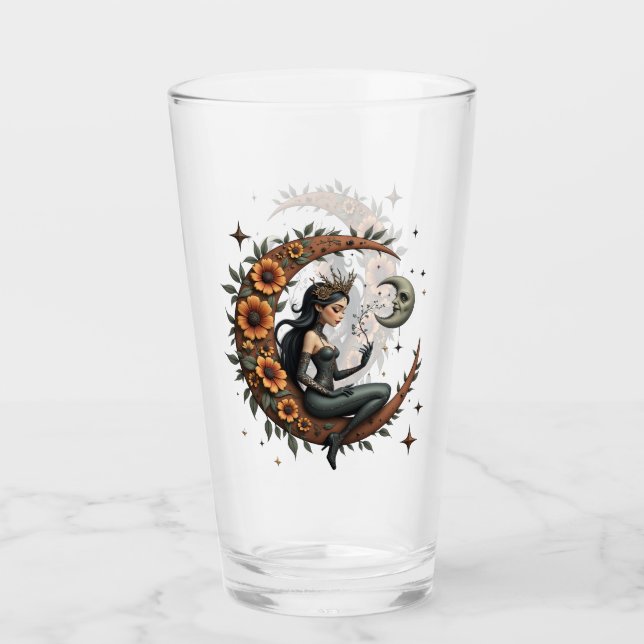 Sunflower Crescent Queen  Glass (Front)