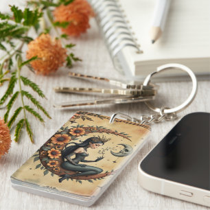 Sunflower Crescent Queen Key Ring