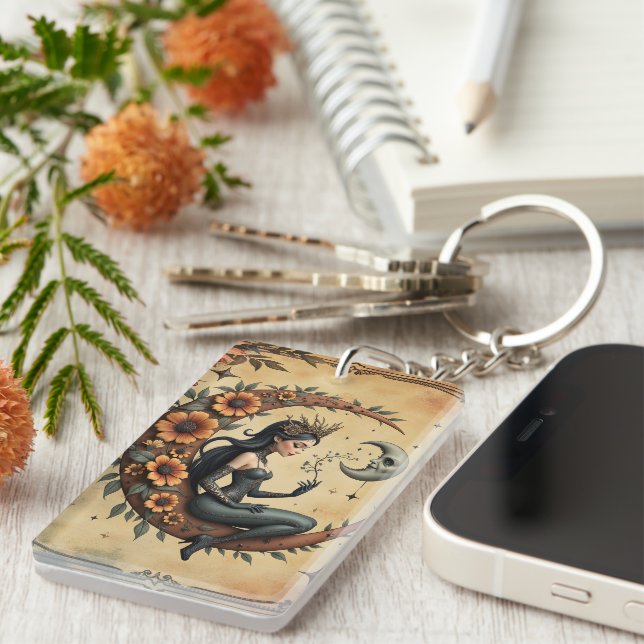 Sunflower Crescent Queen  Key Ring (Front Right)